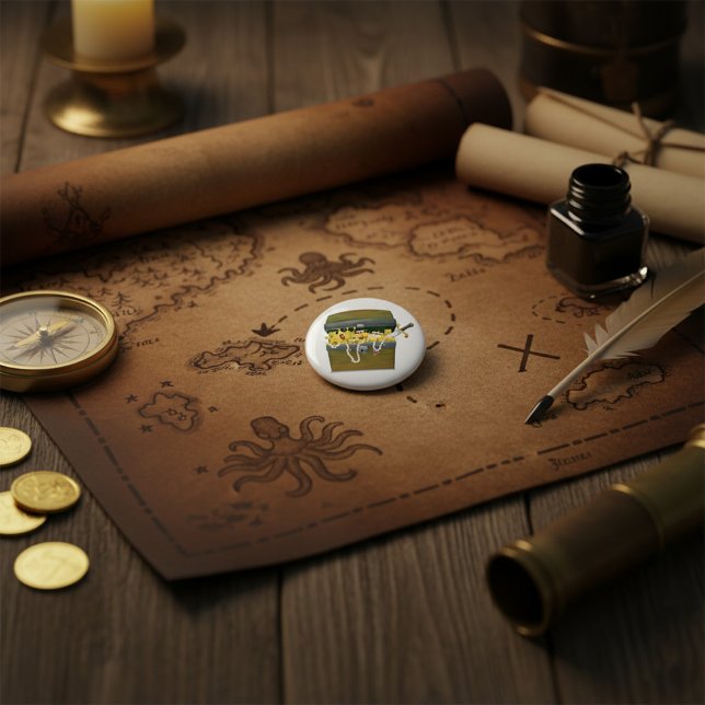 Pirate Treasure Chest with Jewels and Sword Button (Creator Uploaded)
