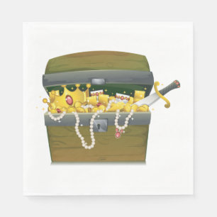 Pirate Treasure Chest with Jewels and Sword Napkins