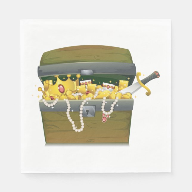 Pirate Treasure Chest with Jewels and Sword Napkins (Front)