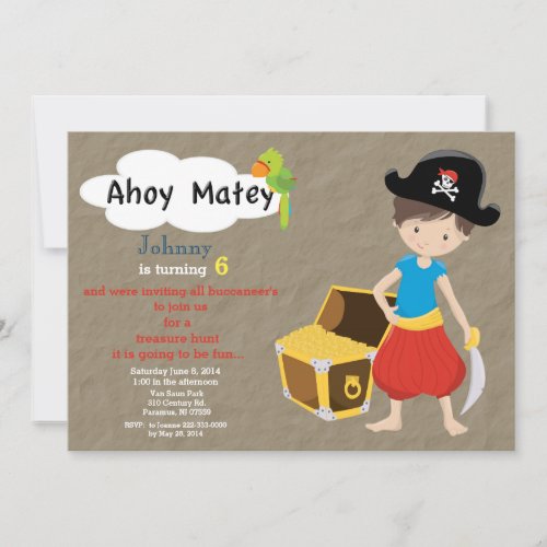 Pirate Treasure Hunt Birthday Invitation