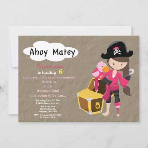 Pirate Treasure Hunt Birthday Invitation