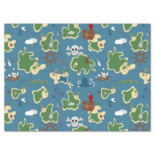 Pirate Treasure Map Adventure Blue Tissue Paper