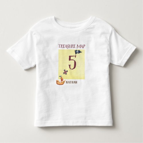 Pirate Treasure Map Age 5 with Name Toddler T_shirt