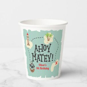 Pirate Treasure Map Birthday Paper Cups