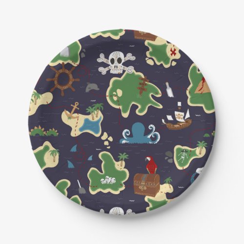 Pirate Treasure Map Birthday Paper Plates