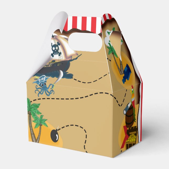 Pirate Treasure Map Birthday Party Favor Boxes (Back Side)
