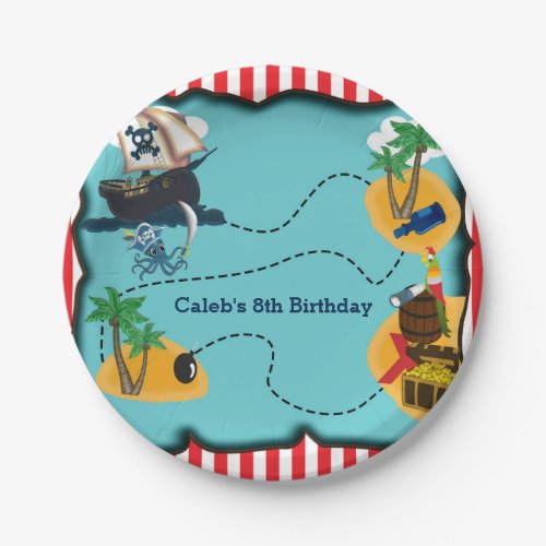 Pirate Treasure Map Birthday Party Plates