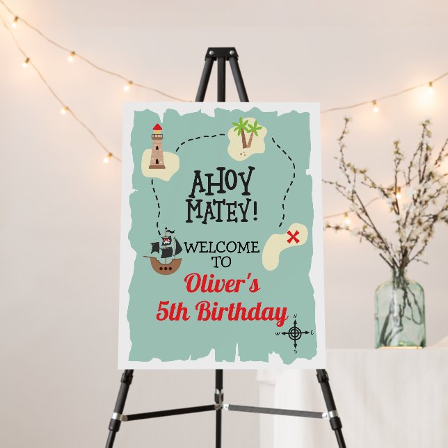 Pirate Treasure map Birthday Welcome Foam Board (In Situ (Stand))