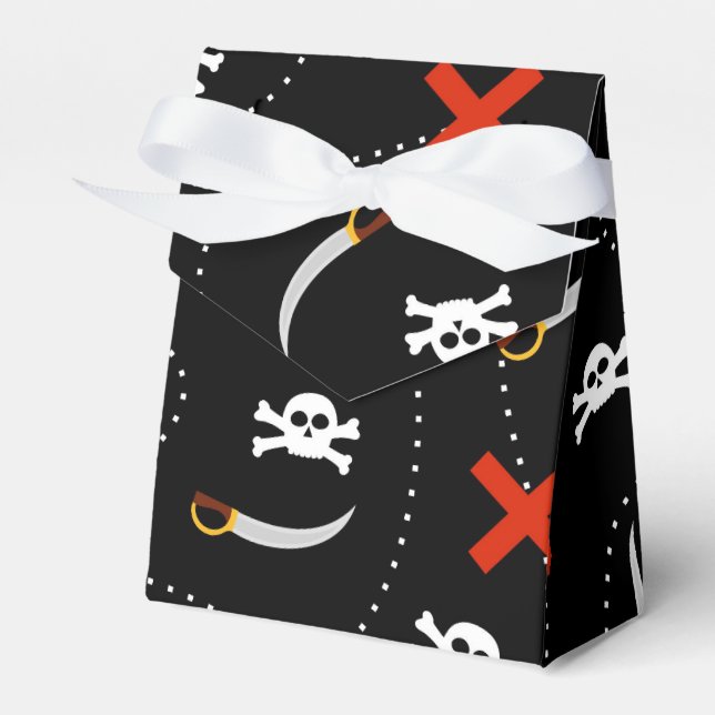 Pirate Treasure Map Game Cartoon Pattern Favor Boxes (Front Side)