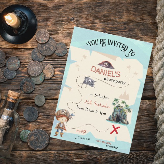 Pirate Treasure Map Kids Party Invitation (Creator Uploaded)