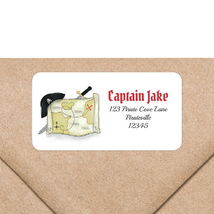 Pirate Treasure Map Kids Return Address Label