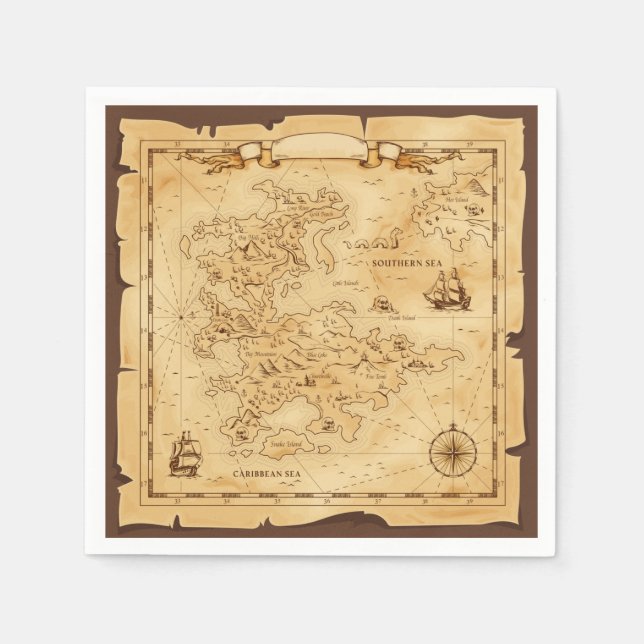 Pirate Treasure Map Napkins (Front)