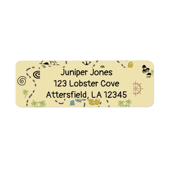 Pirate treasure map Return Address Label (Front)