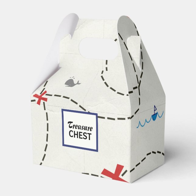 Pirate Treasure Map Ship Whale Personalized Party  Favor Boxes (Front Side)