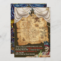 Pirate Treasure Map Under the Sea Birthday Party Invitation