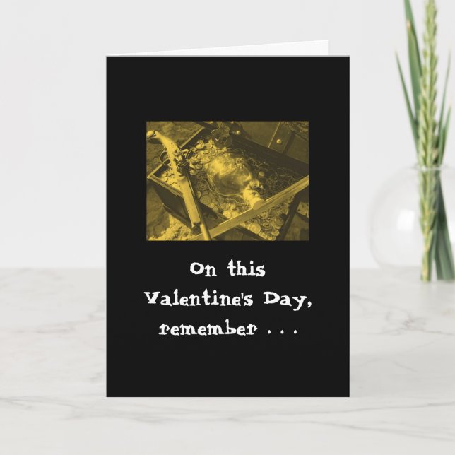 Pirate Treasure on Valentine's Day Holiday Card (Front)