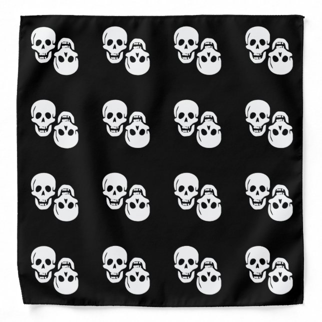 Pirate Two Grinning Skulls Bandana (Front)