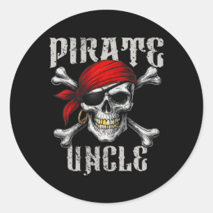 Pirate Uncle Jolly Roger Flag And Skull Crossbones Classic Round Sticker