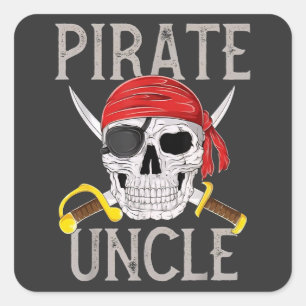 Pirate Uncle Jolly Roger Flag Skull Family Pirates Square Sticker
