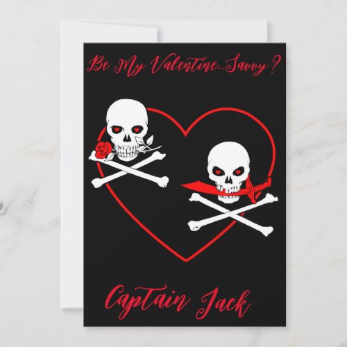 Pirate Valentine Jolly Roger Holiday Card