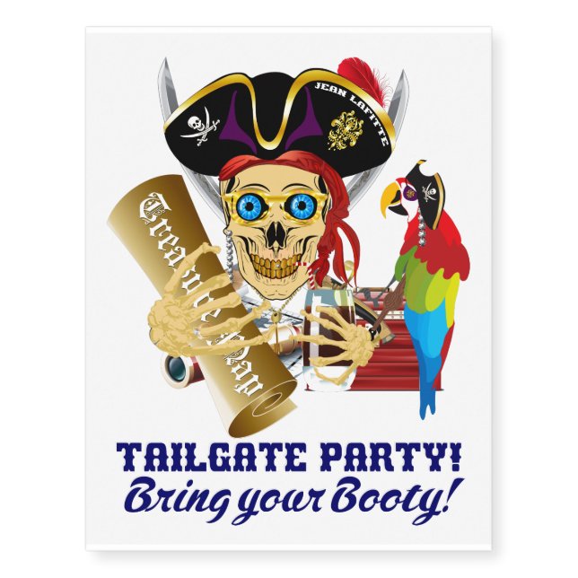 Pirate Very IMPORTANT Read About Design on Bottom Temporary Tattoos (Front)