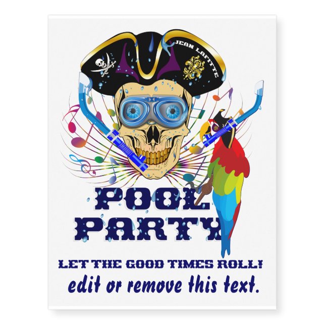 Pirate Very IMPORTANT Read About Design on Bottom Temporary Tattoos (Front)