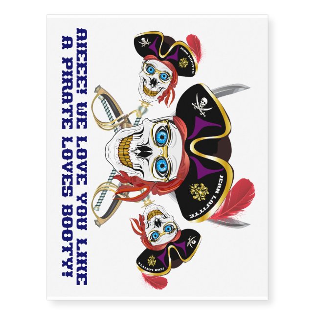 Pirate Very IMPORTANT Read About Design on Bottom Temporary Tattoos (Front)