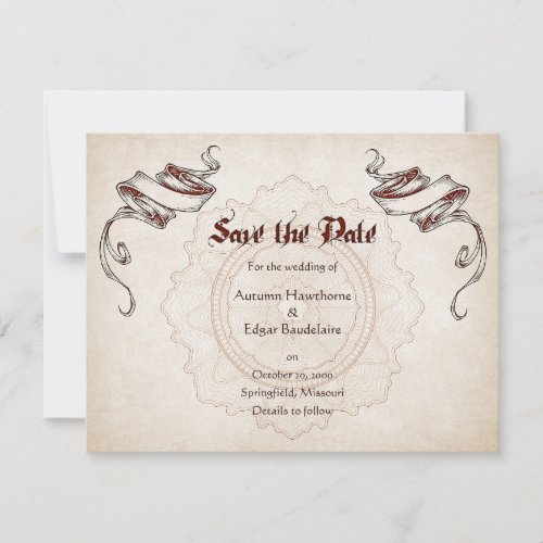 Pirate Vintage Scroll Wedding Save The Date