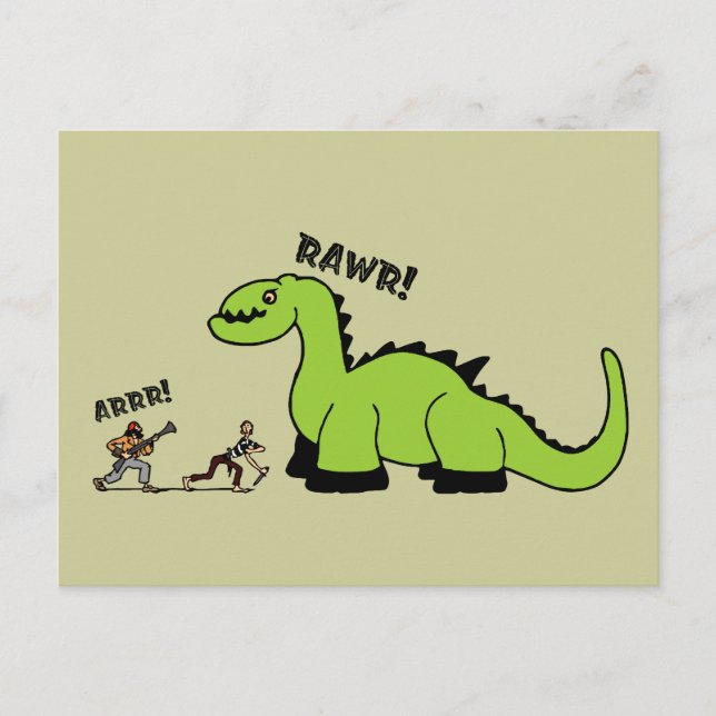 Pirate vs. Dinosaur Postcard (Front)