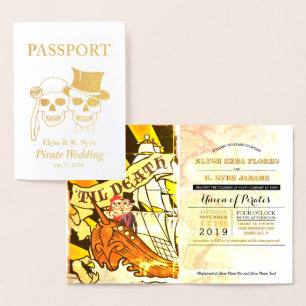 Pirate Wedding Gold Foil Passport Foil Card