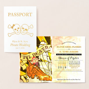 Pirate Wedding Gold Foil Passport Foil Card