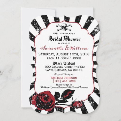 Pirate Wedding Goth Roses Bridal Shower Invitation