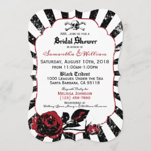 Pirate Wedding Goth Roses Bridal Shower Invitation