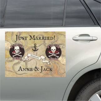 Pirate Wedding Just Married Car Magnet