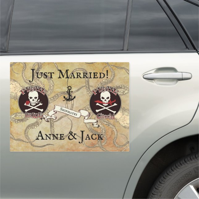 Pirate Wedding Just Married Car Magnet (In Situ)