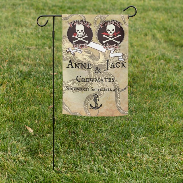 Pirate Wedding Personalized Garden Flag (In SItu)
