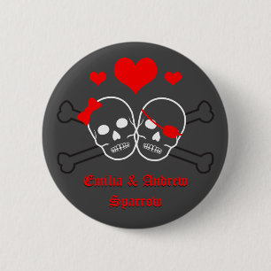 pirate wedding pinback button