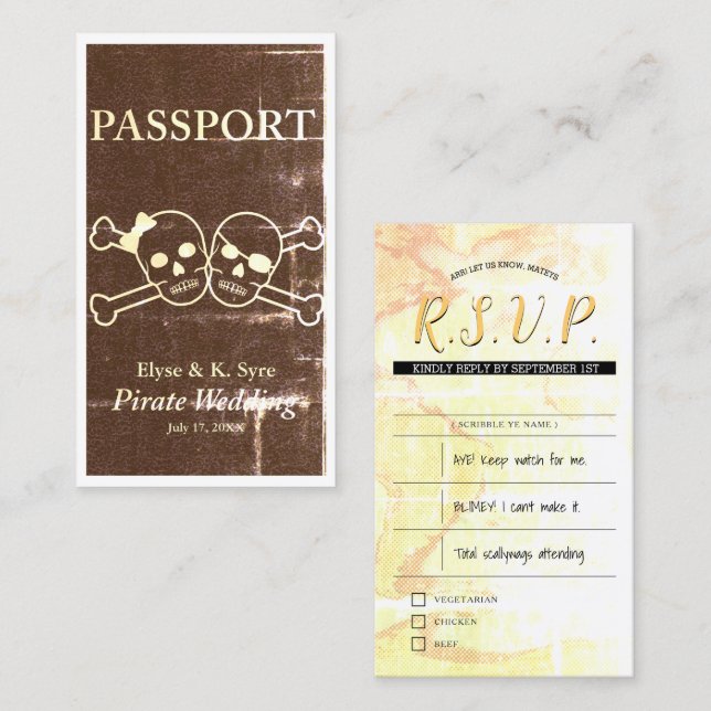 pirate wedding rsvp inserts (Front/Back)