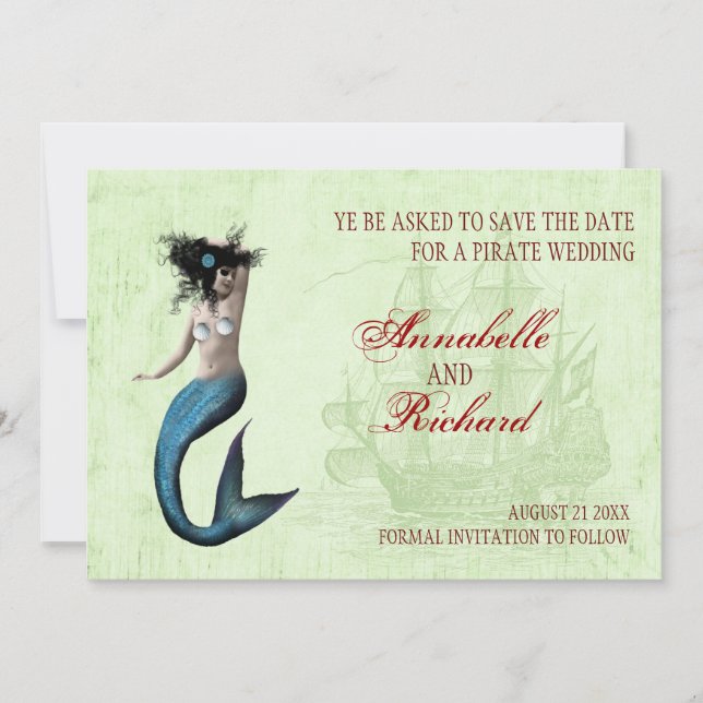 Pirate Wedding Save The Date Cards (Front)