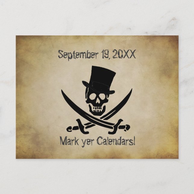 Pirate Wedding Save the Date Postcard (Front)