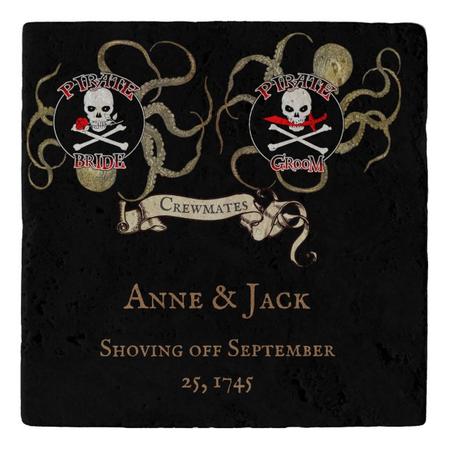 Pirate Wedding Trivet (Front)