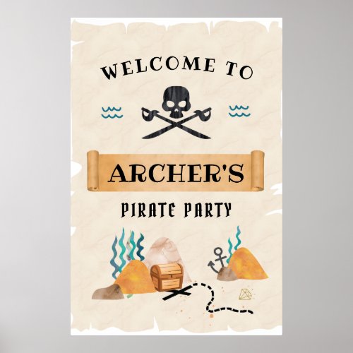Pirate welcome sign pirate party poster