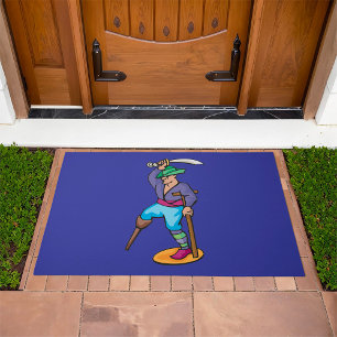 Pirate with Peg Leg and Sword Doormat