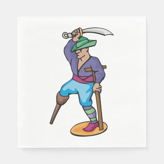 Pirate with Peg Leg and Sword Napkins (Front)