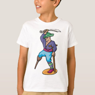 Pirate with Peg Leg and Sword T-Shirt