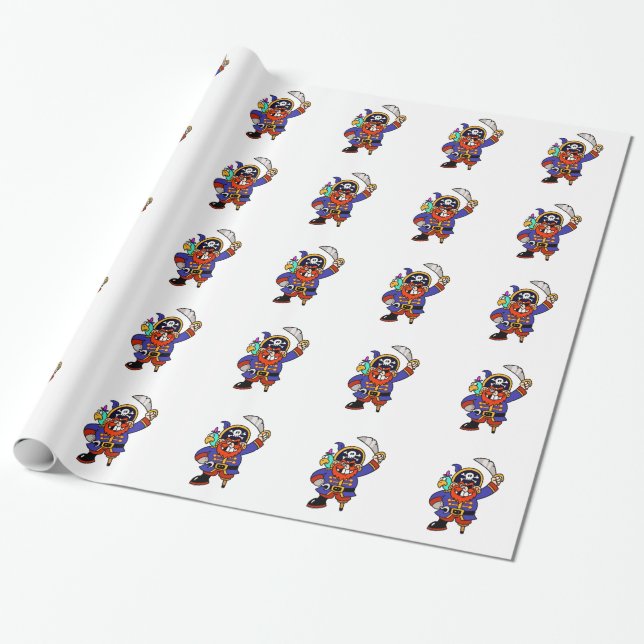 Pirate With Peg Leg And Sword Wrapping Paper (Unrolled)