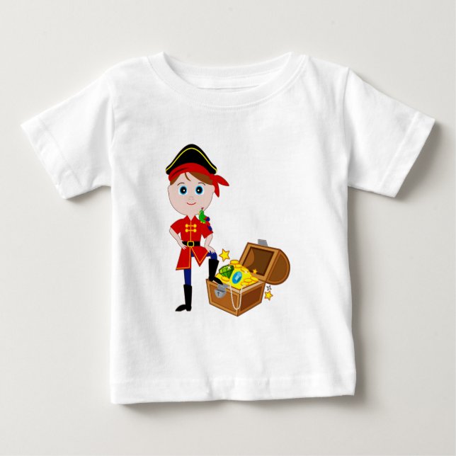 Pirate with Treasure Chest Baby T-Shirt (Front)