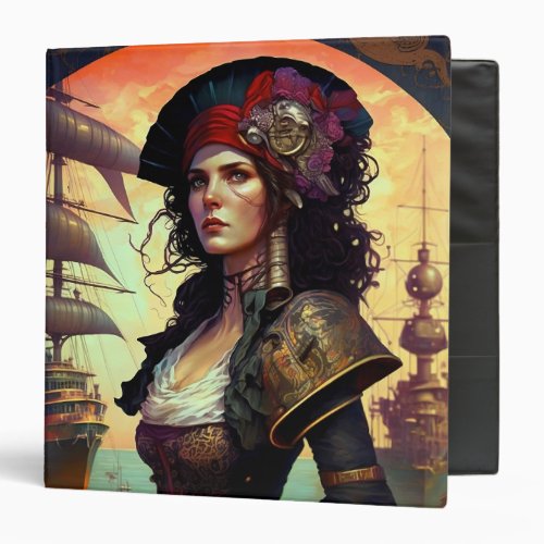 Pirate Woman Fantasy Art 3 Ring Binder