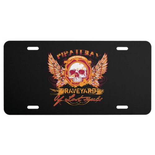 PirateBay Graveyard Of Lost Souls Skull Wings License Plate