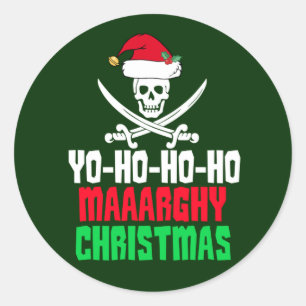 piratechristmasfull classic round sticker